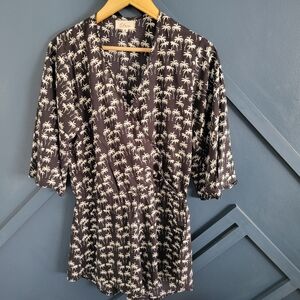 Elan Monochrome Palm Print Romper